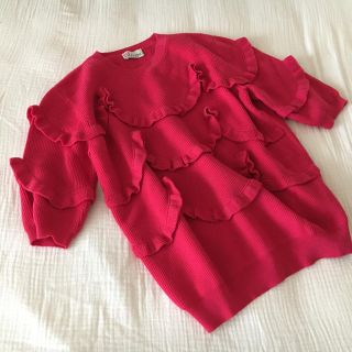 レッドヴァレンティノ(RED VALENTINO)のREDVALENTINOレッドヴァレンティノ☆*°フリル半袖ニットトップ(ニット/セーター)