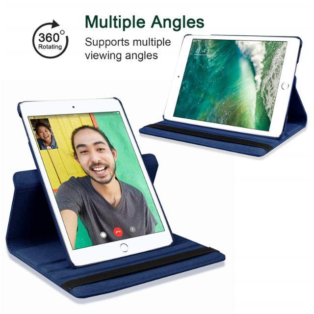iPad 5世代/6世代 360度回転機能付  ネイビーレザーケース スマホ/家電/カメラのスマホアクセサリー(iPadケース)の商品写真