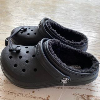 クロックス(crocs)のクロックス モコモコ付き 18.5cm(C12) ブラック(サンダル)