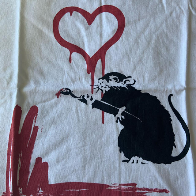 STUSSY(ステューシー)のバンクシー  Banksy Tシャツ Love Rat ネズミ白 ホワイト メンズのトップス(Tシャツ/カットソー(半袖/袖なし))の商品写真