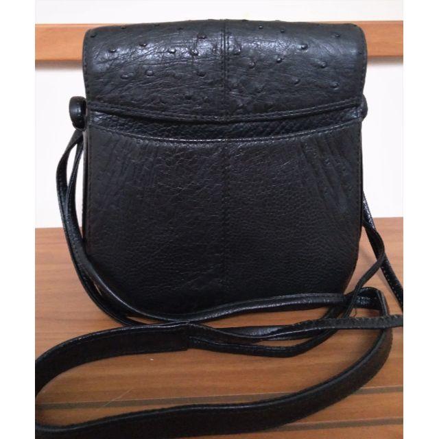 【中古ヴィンテージ】Klein Karoo製黒オーストリッチショルダーバッグ レディースのバッグ(ショルダーバッグ)の商品写真