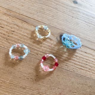 ハンドメイド　ビーズ　指輪　アクセサリー(リング)