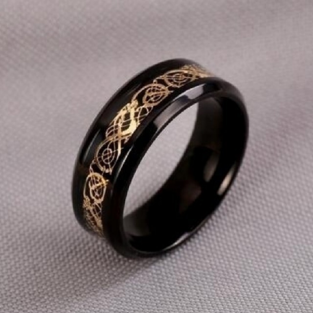 BLACK  stainless 龍紋 RING メンズのアクセサリー(リング(指輪))の商品写真