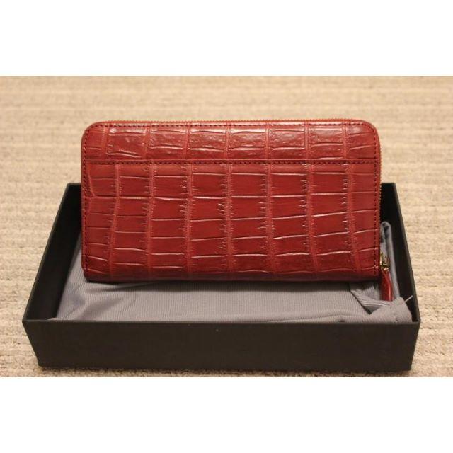 クロコダイル★ワインレッド★ラウンドファスナー長財布★