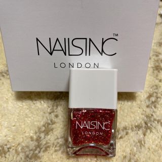 NAILSINC 赤グリッターネイル(マニキュア)