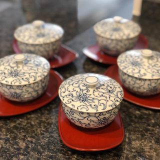 タチキチ(たち吉)の【たち吉】京唐草茶呑茶碗＆朱塗小判茶托　5セット(食器)