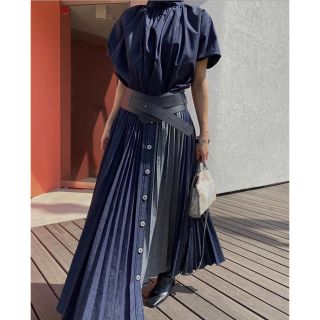 アメリヴィンテージ(Ameri VINTAGE)の新品タグ付 Ameri アメリ DENIM PLEATS SK デニムスカート(ロングスカート)