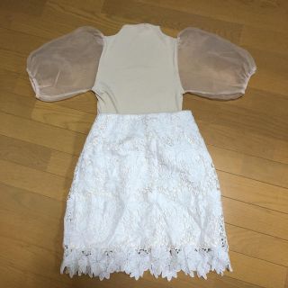 グレイル(GRL)の【専用】袖チュールトップス&レーススカート セット(カットソー(半袖/袖なし))