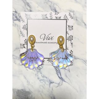 カスタネ(Kastane)のパール×シェル ピアス 夏ピアス ハンドメイド アクセサリー(ピアス)