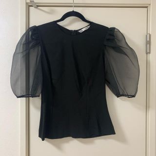 ザラ(ZARA)の【新品】 ZARA パフスリーブ　シースルー　ブラウス(シャツ/ブラウス(半袖/袖なし))