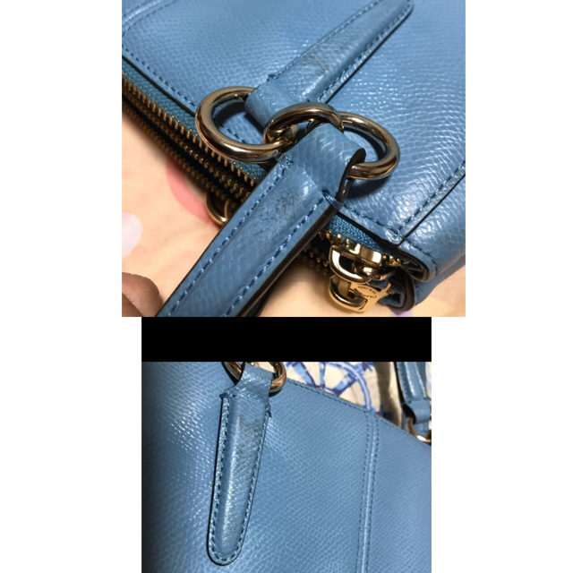 COACHハンドバック　水色　ショルダー紐付き