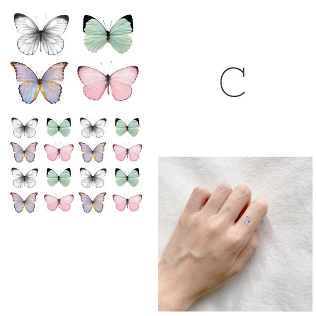 【C】タトゥーシール　韓国　蝶　消えるタトゥー レディースのアクセサリー(その他)の商品写真