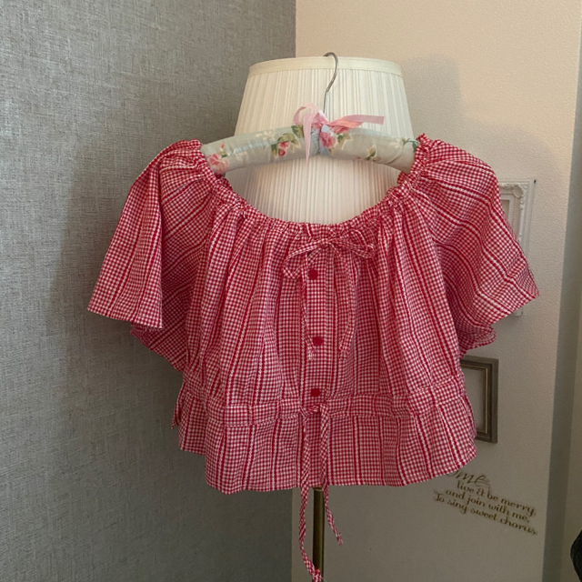 gingham check short blouse レディースのトップス(シャツ/ブラウス(半袖/袖なし))の商品写真