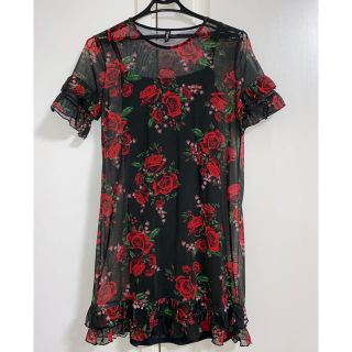 エイチアンドエム(H&M)のH&M ♡ 薔薇 ワンピース　34  S〜M(ミニワンピース)