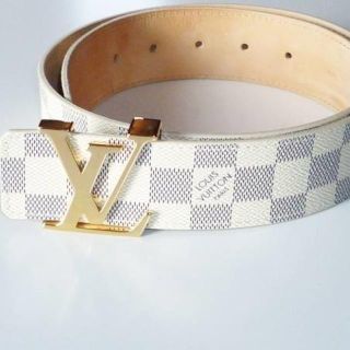 ルイヴィトン(LOUIS VUITTON)のルイヴィトンダミエアズールベルトデニムレザーロゴバックルゴールド(ベルト)