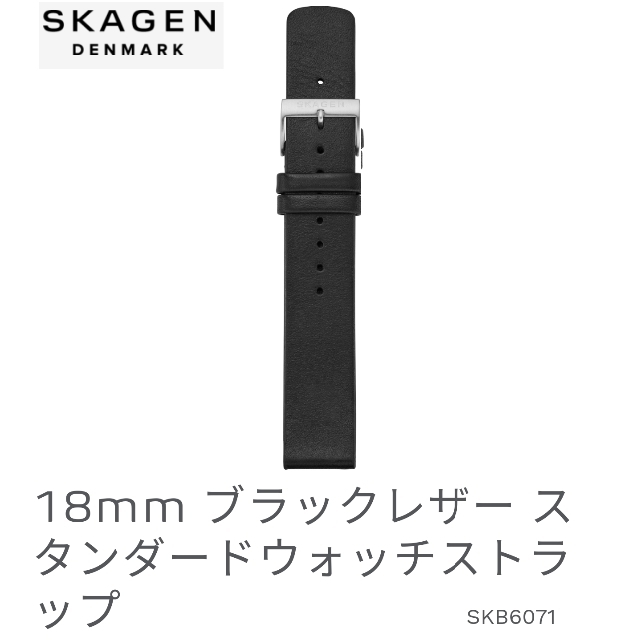 SKAGEN(スカーゲン)のスカーゲン ブラックレザー スタンダード ウォッチストラップ 18mm メンズの時計(レザーベルト)の商品写真