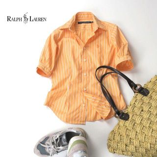 ラルフローレン(Ralph Lauren)のラルフローレン　美ライン◎ストライプシャツ　コーラルオレンジ(シャツ/ブラウス(半袖/袖なし))