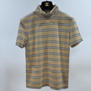 バーバリー(BURBERRY)の美品バーバリーロンドン半袖トップスミルクティーボーダー柄Tシャツカットソーニット(Tシャツ(半袖/袖なし))