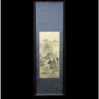 掛軸 凌雲『蒼山橋影 山水図』中国画 絹本 掛け軸 w061320