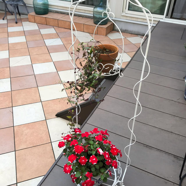 フラワースタンド フラワーラック アイアン 花台 鉢植え スタンド 園芸ラック  ハンドメイドのフラワー/ガーデン(プランター)の商品写真