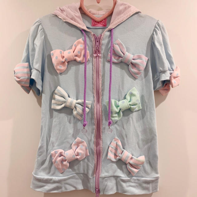 Angelic Pretty カットソー パーカー リボン サックス ucTLm9RfY3
