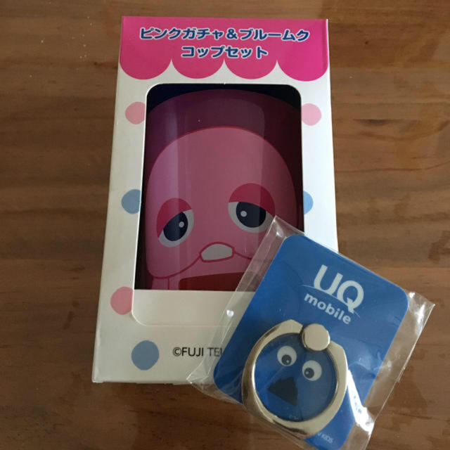 UQモバイル ガチャピン ムック コップ スマホリング エンタメ/ホビーのコレクション(ノベルティグッズ)の商品写真