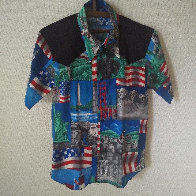 アメリカ柄シャツ 総柄シャツ レトロ ウエスタン メンズのトップス(シャツ)の商品写真
