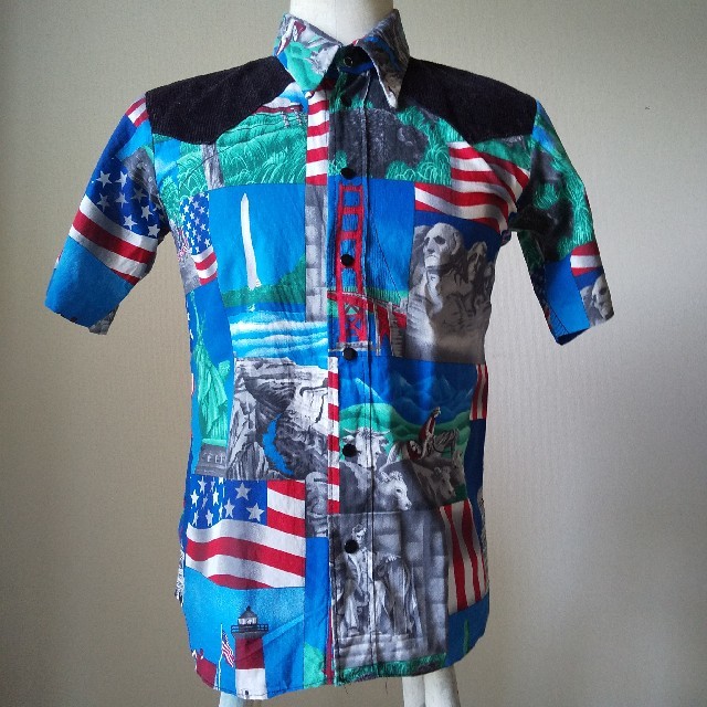 アメリカ柄シャツ 総柄シャツ レトロ ウエスタン メンズのトップス(シャツ)の商品写真