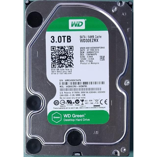 【まとめ割引有】HDD 3TB 3.5 WD Green  (581時間)