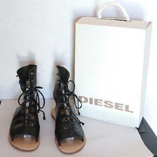 ディーゼル(DIESEL)のDEISEL 本革 個性的 ｶｯｺｲｲ系 ﾚｰｽｱｯﾌﾟﾌﾞｰﾂｻﾝﾀﾞﾙ 黒(ブーツ)