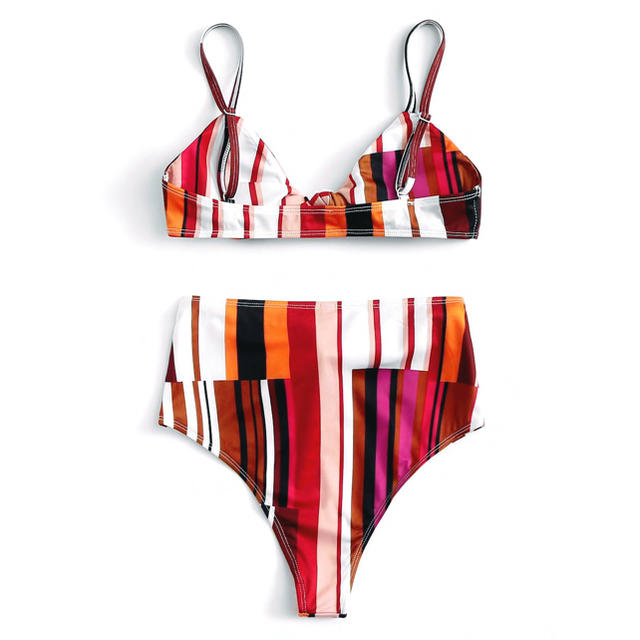 Multicolor Striped Knot Bikini Set[Sサイズ] レディースの水着/浴衣(水着)の商品写真