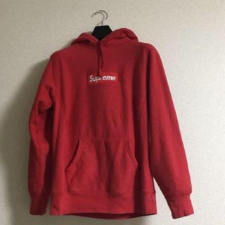 シュプリーム(Supreme)の正規品 supreme box logo pullover 赤 M(パーカー)