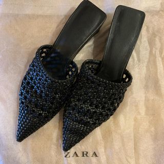 ザラ(ZARA)のZARA 本革メッシュミュール サンダル 39サイズ(ミュール)