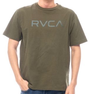 ルーカ(RVCA)のメンズ レディース ルーカ ビックロゴ 半袖Tシャツ 袖 刺繍 モスグリーン(Tシャツ/カットソー(半袖/袖なし))