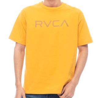 ルーカ(RVCA)のメンズ レディース ルーカ ビックロゴ 半袖Tシャツ 袖 刺繍 ゴールド(Tシャツ/カットソー(半袖/袖なし))