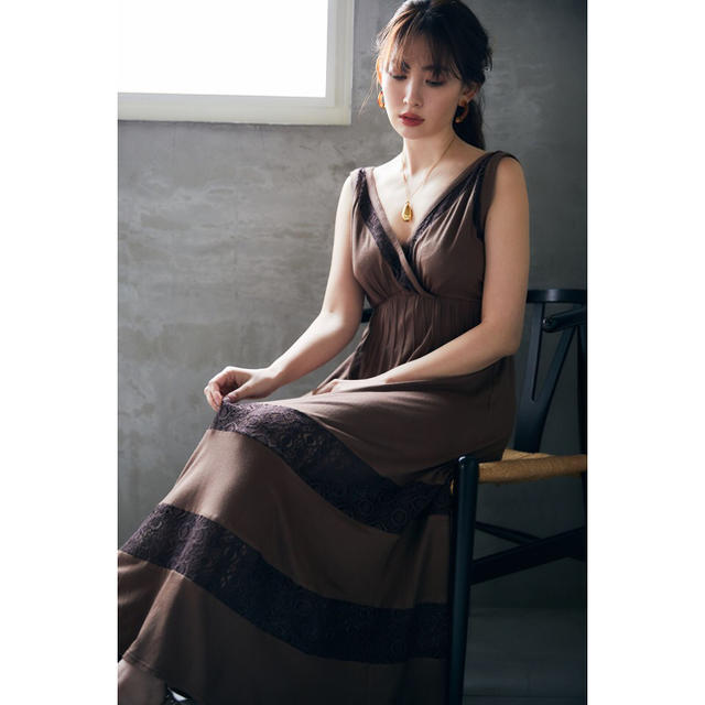 herlipto Lace-trimmed Jersey Long Dress