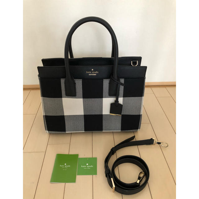 kate spade トートバッグ ショルダー 新品  白黒チェック