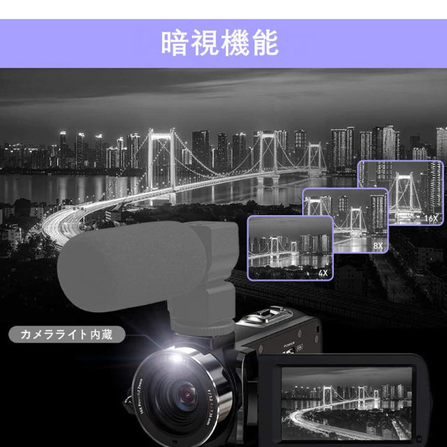 ビデオカメラ ACTITOP デジタルビデオカメラ 3600万画素HD1080P スマホ/家電/カメラのカメラ(ビデオカメラ)の商品写真