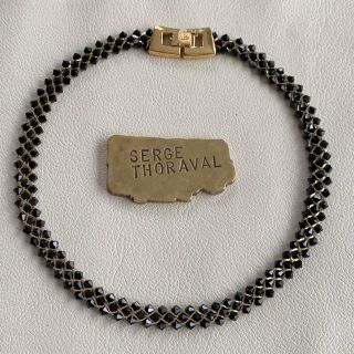 80's仏!BALMAIN!編みブラックネックレス - ネックレス