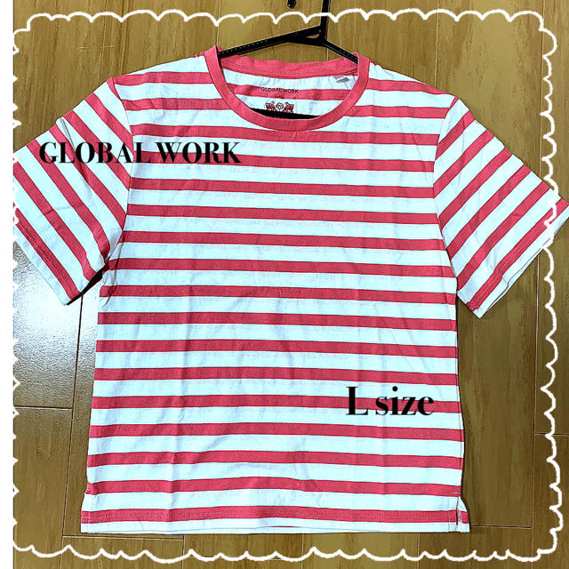 GLOBAL WORK(グローバルワーク)の【新品・未使用品】赤白　横縞　Tシャツ レディースのトップス(Tシャツ(半袖/袖なし))の商品写真