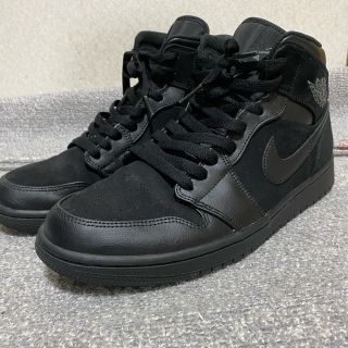 ナイキ(NIKE)のナイキ エアジョーダン1 MID BLACK(スニーカー)