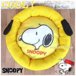 新品（・''●）SNOOPY接触冷感スヌーピー丸型ペットベッドソファイエロー(犬)