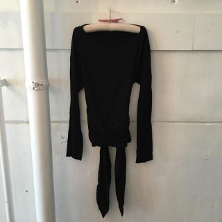 ジルサンダー(Jil Sander)のJIL SANDER black ribbon tops.(カットソー(長袖/七分))