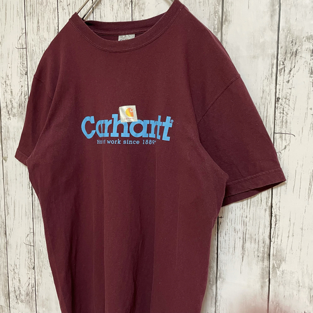 carhartt(カーハート)のCarhartt カーハート ☆Tシャツ 半袖 L バックロゴ  ボルドー メンズのトップス(Tシャツ/カットソー(半袖/袖なし))の商品写真