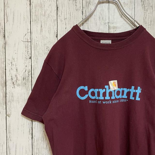 carhartt(カーハート)のCarhartt カーハート ☆Tシャツ 半袖 L バックロゴ  ボルドー メンズのトップス(Tシャツ/カットソー(半袖/袖なし))の商品写真