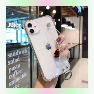 アップル(Apple)のiPhone11 pro/クリア/ラメ入り/落下防止バンド付/送料無料(iPhoneケース)