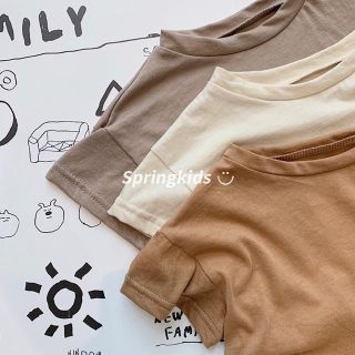 プティマイン(petit main)の☆1点限り☆ Tシャツ 80 シンプル コットン 韓国子供服(Ｔシャツ)