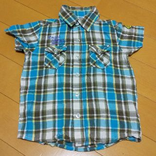 【美品】チェック半袖シャツ 110cm(ブラウス)