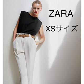 ザラ(ZARA)のタグ付き ZARA ザラ ✳︎ ラフィアベルト付きパンツ XS サンド(クロップドパンツ)