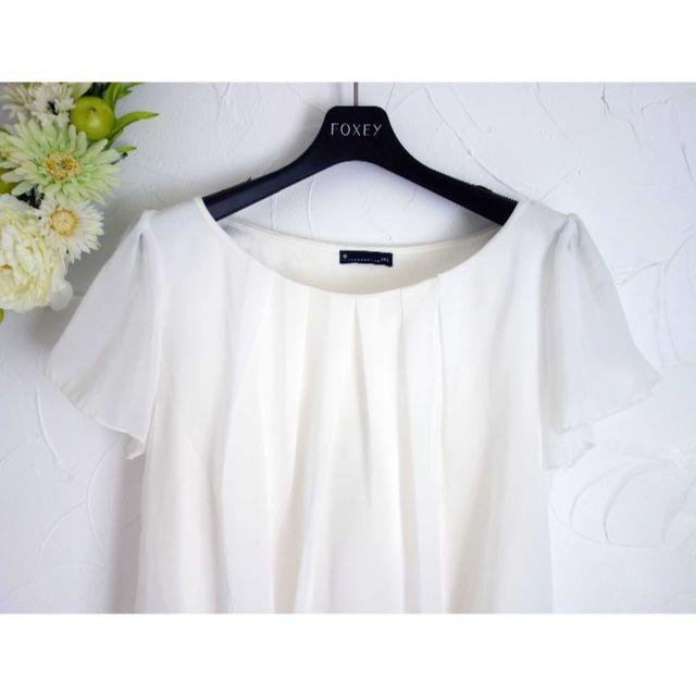 確認用 ani 袖フリルブラウス 白 ホワイト シフォン レディースのトップス(シャツ/ブラウス(半袖/袖なし))の商品写真
